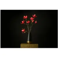 PosterMonkey Poster 90x60 cm - Rode - Bloemen - Vaas - Posters - Kamer decoratie - Wanddecoratie woonkamer - Muurdecoratie slaapkamer