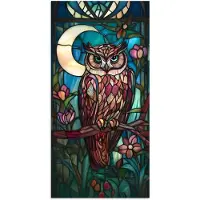 PosterMonkey Poster 60x120 cm - Uil - Mozaïek - Maan - Nacht - Posters - Kamer decoratie - Wanddecoratie woonkamer - Muurdecoratie slaapkamer