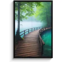 PosterMonkey Poster in lijst - Fotolijst 60x90 cm - Posters - Brug - Water - Rivier - Bos - Posterlijst zwart - Decoratie - Wanddecoratie woonkamer - Muurdecoratie slaapkamer