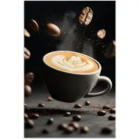 PosterMonkey Poster 120x180 cm - Cappuccino - Kop - Bonen - Bruin - Posters - Kamer decoratie - Wanddecoratie woonkamer - Muurdecoratie slaapkamer XXL