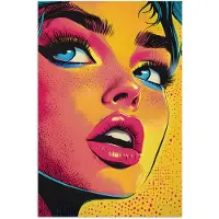 PosterMonkey Poster 40x60 cm - Close-up - Vrouwengezicht - Stippen - Geel - Posters - Kamer decoratie - Wanddecoratie woonkamer - Muurdecoratie slaapkamer