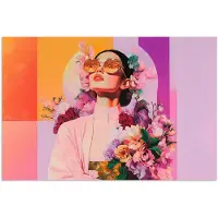 PosterMonkey Poster 90x60 cm - Portret - Vrouw - Abstract - Bloemen - Posters - Kamer decoratie - Wanddecoratie woonkamer - Muurdecoratie slaapkamer