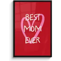 PosterMonkey Poster in lijst - Fotolijst 60x90 cm - Posters - Moeder - Quote - Hartje - Rood - Posterlijst zwart - Decoratie - Wanddecoratie woonkamer - Muurdecoratie slaapkamer
