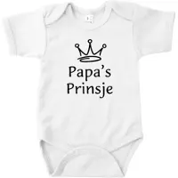 Logostar Vaderdag Cadeau - Romper Papa’s Prinsje - Maat 68 - Kleur Wit - 100% Katoen