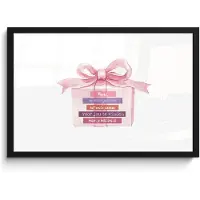 PosterMonkey Poster in lijst - Fotolijst 60x40 cm - Posters - Cadeau - Strik - Tekst - Roze - Posterlijst zwart - Decoratie - Wanddecoratie woonkamer - Muurdecoratie slaapkamer