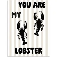 PosterMonkey Poster 30x40 cm - Lobster - Beige - Minimalistisch - Posters - Kamer decoratie - Wanddecoratie woonkamer - Muurdecoratie slaapkamer