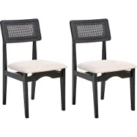 Beliani RUBONIA - Eetkamerstoel set van 2 - Zwart - Rubberhout/Polyester