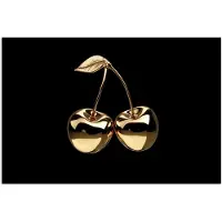 PosterMonkey Poster 120x80 cm - Kersen - Zwart - Goud - Chrome - Posters - Wanddecoratie keuken - Muurdecoratie woonkamer - Decoratieve accessoires - Kamer muur decoratie