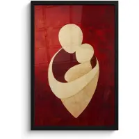 PosterMonkey Poster in lijst - Fotolijst 40x60 cm - Posters - Abstract - Moeder - Kind - Rood - Posterlijst zwart - Decoratie - Wanddecoratie woonkamer - Muurdecoratie slaapkamer