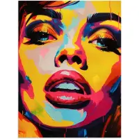 PosterMonkey Poster 60x80 cm - Vrouw - Gezicht - Kleurrijk - Posters - Kamer decoratie - Wanddecoratie woonkamer - Muurdecoratie slaapkamer