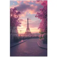 PosterMonkey Poster 120x180 cm - Eiffeltoren - Parijs - Roze - Posters - Kamer decoratie - Wanddecoratie woonkamer - Muurdecoratie slaapkamer XXL