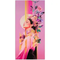 PosterMonkey Poster 60x120 cm - Vrouw - Bloemen - Paars - Abstract - Posters - Kamer decoratie - Wanddecoratie woonkamer - Muurdecoratie slaapkamer