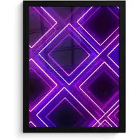 PosterMonkey Poster in lijst - Fotolijst 30x40 cm - Posters - Gaming - Ruiten - Neon - Paars - Posterlijst zwart - Decoratie - Wanddecoratie woonkamer - Muurdecoratie slaapkamer