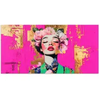 PosterMonkey Poster 80x40 cm - Bloemenkroon - Goud - Vrouw - Portret - Posters - Kamer decoratie - Wanddecoratie woonkamer - Muurdecoratie slaapkamer