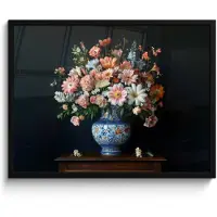 PosterMonkey Poster in lijst - Fotolijst 80x60 cm - Posters - Hout - Vaas - Kleuren - Bloemen - Posterlijst zwart - Decoratie - Wanddecoratie woonkamer - Muurdecoratie slaapkamer