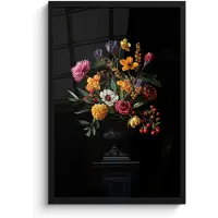 PosterMonkey Poster in lijst - Fotolijst 40x60 cm - Posters - Sierlijk - Boeket - Bladeren - Posterlijst zwart - Decoratie - Wanddecoratie woonkamer - Muurdecoratie slaapkamer
