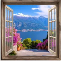 PosterMonkey Poster 100x100 cm - Doorkijk - Berg - Landschap - Uitzicht - Meer - Posters - Kamer decoratie - Wanddecoratie woonkamer - Muurdecoratie slaapkamer XXL