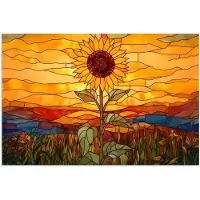 PosterMonkey Poster 30x20 cm - Zonnebloem - Mozaïek - Zonsondergang - Geel - Posters - Kamer decoratie - Wanddecoratie woonkamer - Muurdecoratie slaapkamer