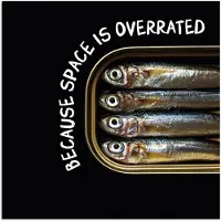 PosterMonkey Poster 50x50 cm - Sardines - Tekst - Vis - Blik - Posters - Kamer decoratie - Wanddecoratie woonkamer - Muurdecoratie slaapkamer