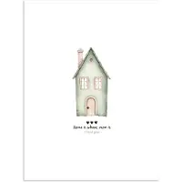 PosterMonkey Poster 60x80 cm - Huisje - Groen - Tekst - Liefdevol - Posters - Kamer decoratie - Wanddecoratie woonkamer - Muurdecoratie slaapkamer