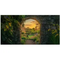 PosterMonkey Poster 80x40 cm - Poort - Planten - Zonsondergang - Posters - Kamer decoratie - Wanddecoratie woonkamer - Muurdecoratie slaapkamer