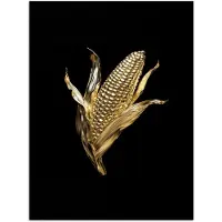 PosterMonkey Poster 30x40 cm - Mais - Eten - Goud - Zwart - Posters - Wanddecoratie keuken - Muurdecoratie woonkamer - Decoratieve accessoires - Kamer muur decoratie