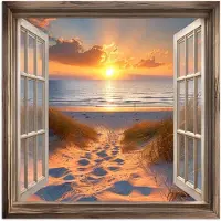 PosterMonkey Poster 30x30 cm - Doorkijk - Strand - Duinen - Zonsondergang - Posters - Kamer decoratie - Wanddecoratie woonkamer - Muurdecoratie slaapkamer