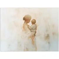 PosterMonkey Poster 80x60 cm - Kind - Moeder - Waterverfschilderij - Posters - Kamer decoratie - Wanddecoratie woonkamer - Muurdecoratie slaapkamer