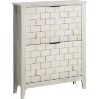 Merax Schoenenkast 80 cm - Vintage Wit - Schoenenkast met 2 Kleppen - Smalle Opbergkast Schoenen - Halmeubel met Open Vakken - Kast voor Gang Woonkamer en Slaapkamer - 80x24x97,5 cm