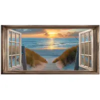PosterMonkey Poster 80x40 cm - Doorkijk - Strand - Pad - Zonsondergang - Posters - Kamer decoratie - Wanddecoratie woonkamer - Muurdecoratie slaapkamer