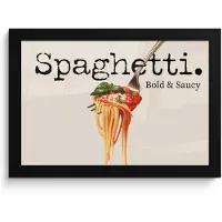 PosterMonkey Poster in lijst - Fotolijst 30x20 cm - Posters - Spaghetti - tomatensaus - Parmezaanse kaas - Posterlijst zwart - Decoratie - Wanddecoratie woonkamer - Muurdecoratie slaapkamer