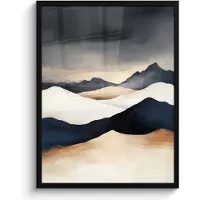 PosterMonkey Poster in lijst - Fotolijst 60x80 cm - Posters - Bergen - Donkerblauw - Landschap - Posterlijst zwart - Decoratie - Wanddecoratie woonkamer - Muurdecoratie slaapkamer
