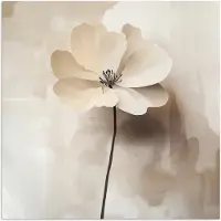 PosterMonkey Poster 30x30 cm - Bloem - Beige - Verf - Schaduw - Posters - Kamer decoratie - Wanddecoratie woonkamer - Muurdecoratie slaapkamer
