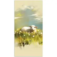 PosterMonkey Poster 40x80 cm - Schaap - Weide - Groen - Posters - Kamer decoratie - Wanddecoratie woonkamer - Muurdecoratie slaapkamer