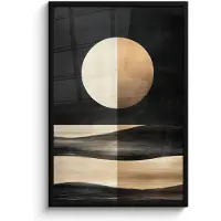 PosterMonkey Poster in lijst - Fotolijst 60x90 cm - Posters - Maan - Cirkel - Goud - Posterlijst zwart - Decoratie - Wanddecoratie woonkamer - Muurdecoratie slaapkamer