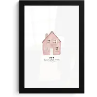 PosterMonkey Poster in lijst - Fotolijst 20x30 cm - Posters - Huisje - Roze - Quote - Moeder - Posterlijst zwart - Decoratie - Wanddecoratie woonkamer - Muurdecoratie slaapkamer