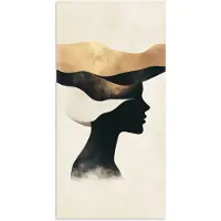 PosterMonkey Poster 40x80 cm - Vrouw - Golven - Zwart - Posters - Kamer decoratie - Wanddecoratie woonkamer - Muurdecoratie slaapkamer