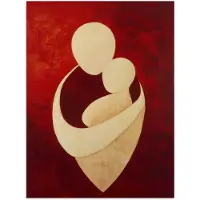 PosterMonkey Poster 120x160 cm - Abstract - Moeder - Kind - Rood - Posters - Kamer decoratie - Wanddecoratie woonkamer - Muurdecoratie slaapkamer XXL