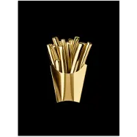 PosterMonkey Poster 90x120 cm - Friet - Goud - Chrome - Eten - Posters - Wanddecoratie keuken - Muurdecoratie woonkamer - Decoratieve accessoires - Kamer muur decoratie