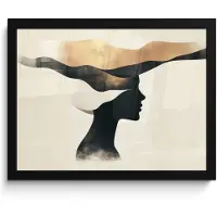 PosterMonkey Poster in lijst - Fotolijst 40x30 cm - Posters - Vrouw - Golven - Zwart - Posterlijst zwart - Decoratie - Wanddecoratie woonkamer - Muurdecoratie slaapkamer