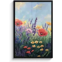 PosterMonkey Poster in lijst - Fotolijst 60x90 cm - Posters - Weide - Bloemen - Kleurrijk - Posterlijst zwart - Decoratie - Wanddecoratie woonkamer - Muurdecoratie slaapkamer
