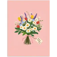PosterMonkey Poster 90x120 cm - Bloemen - Lint - Kaartje - Posters - Kamer decoratie - Wanddecoratie woonkamer - Muurdecoratie slaapkamer
