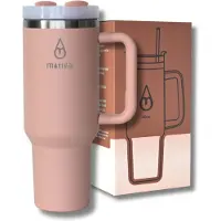 Motivai Tumbler Motivai - Zalm - 40oz - Travel Cup - RVS Thermosbeker met Handvat en Rietje - Drinkbeker To Go - 1.2 Liter - Koffiebeker - Travel Mug - Thermosbeker - Thermosfles - Thermoskan
