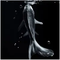 PosterMonkey Poster 100x100 cm - Koi - Vissen - Water - Zwart - Posters - Kamer decoratie - Wanddecoratie woonkamer - Muurdecoratie slaapkamer XXL