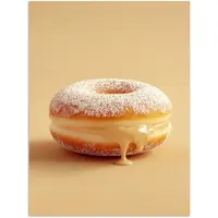 PosterMonkey Poster 30x40 cm - Donut - Romig - Poedersuiker - Beige - Posters - Wanddecoratie keuken - Muurdecoratie woonkamer - Decoratieve accessoires - Kamer muur decoratie