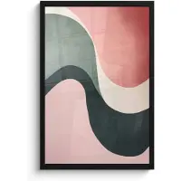 PosterMonkey Poster in lijst - Fotolijst 40x60 cm - Posters - Abstract - Golven - Sierlijk - Roze - Posterlijst zwart - Decoratie - Wanddecoratie woonkamer - Muurdecoratie slaapkamer