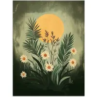PosterMonkey Poster 60x80 cm - Bloemen - Bladeren - Zon - Groen - Posters - Kamer decoratie - Wanddecoratie woonkamer - Muurdecoratie slaapkamer