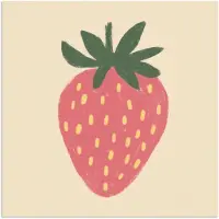 PosterMonkey Poster 30x30 cm - Aardbei - Minimalistisch - Rood - Fruit - Posters - Kamer decoratie - Wanddecoratie woonkamer - Muurdecoratie slaapkamer