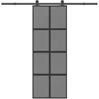 vidaXL Schuifdeur met beslag 76x205 cm gehard glas en aluminium