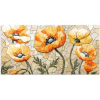 PosterMonkey Poster 160x80 cm - Klaprozen - Oranje - Mozaïek - Bladeren - Posters - Kamer decoratie - Wanddecoratie woonkamer - Muurdecoratie slaapkamer